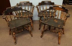 Set of Four Painted Captain's Chairs