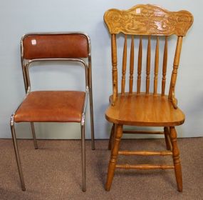 Metal Side Chair & Oak Kitchen Chair