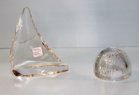 Signed Glass Sailboat & St. Louis Glass Paperweight