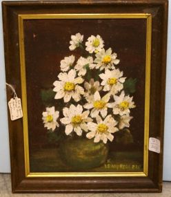 Oil Painting of Daisies Signed K. Leary Roberts