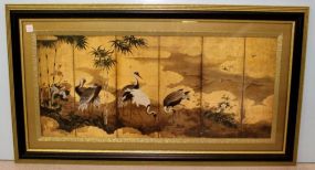 Framed Oriental Artwork of Cranes