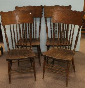 Set of Four Oak Arrowback Chairs