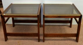 Pair Glass Top End Tables