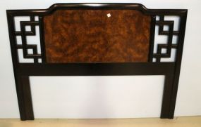 Black Lacquer and Faux Burl Walnut Headboard