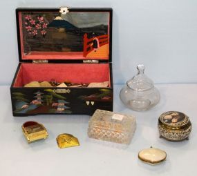 Oriental Jewelry Box, Rectangular Box & Covered Jar