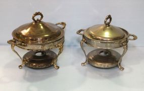 Two Silverplate Round Covered Vegetable Dishes