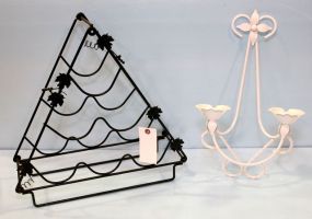 Christmas Tree Bottle Stand & White Metal Wall Sconce