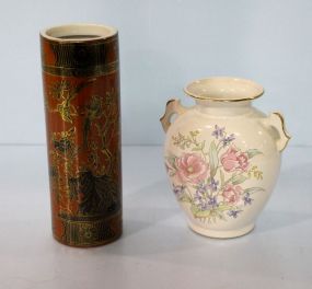Cylinder Porcelain Vase & Painted Porcelain Vase