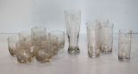 Six Whisper Lake Glasses & Nine Small Juice Glasses