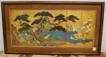 Six Panel Oriental Painting on Paper