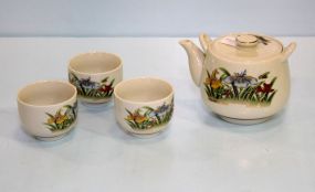 Teapot & Three Saki Cups