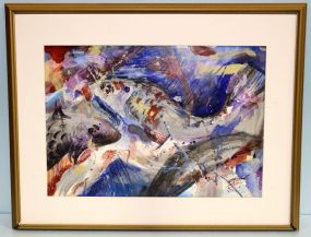 Abstract Watercolor Signed S F Trent