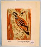 Woodblock Print of Quail Signed Mildred Wolfe