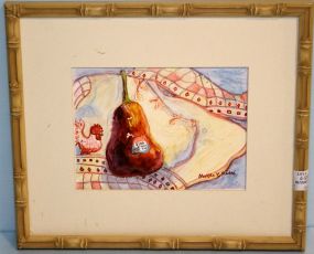 Gouche Watercolor of Peppers Signed Martha Yerger Andre