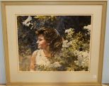 Large Watercolor of Young Lady Signed Donny Finley