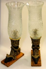 Pair Decorative Ram Head Vases