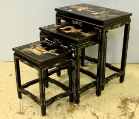 Oriental Black Lacquer Nest of Tables