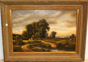 Large Landscape Oil Painting by Weller