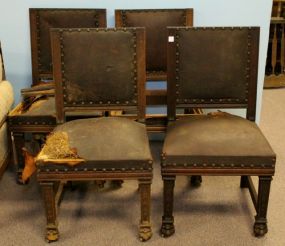 Four Oak Clawfoot Chairs