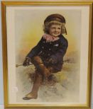 Print of Child Sitting On Rocks In Gold Frame