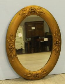 Mirror In Oval Gold Frame With Carved Flowers