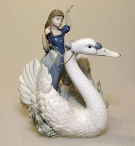 Lladro Figurine Of Girl With Swan