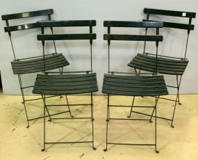Set of Four Painted Metal Garden Folding Chairs
