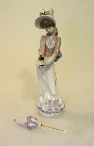 Lladro Porcelain Figurine of Lady With Parasol 