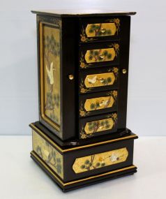 Hand Painted Black Lacquer Jewelry Box