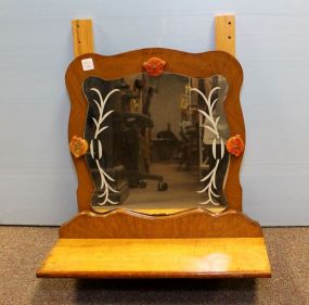 Satinwood Hanging Shelf With Etched Mirror