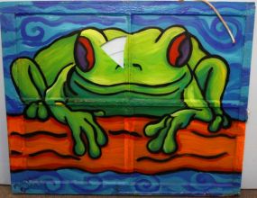 Hand Painted Frog Window