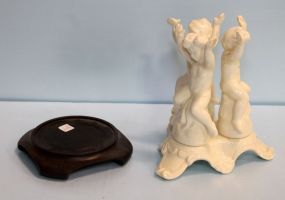 Ceramic Children Figural Group & Base