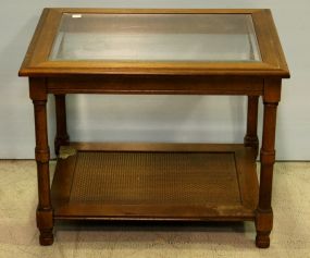 Oak Glass Top Lamp Table