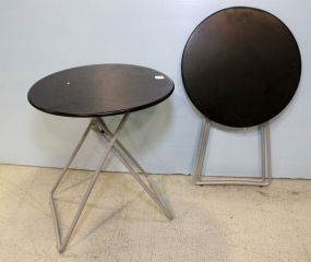 Two Small Round Folding Metal Tables