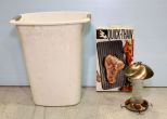 White Trash Can with Quick Thaw Platter & Humming Bird Feeder