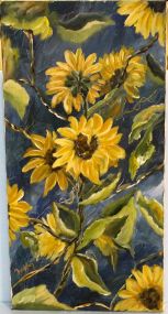Oil on Canvas of Sunflowers Signed M. Buckley