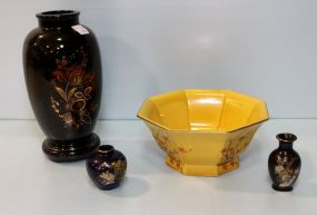 Three Oriental Vases & Octagon Shaped Bowl