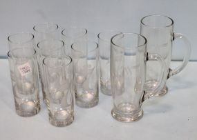 Set of Eight Seagrams Glasses & Two Whisper Lake Mugs