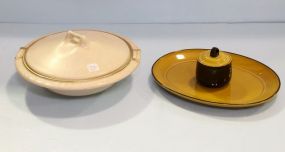 USA Pottery Casserole Dish & Two Vernon Ware Pieces
