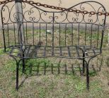 Black Wrought Iron Curved Bench