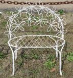 White Wrought Iron Daisy Bench