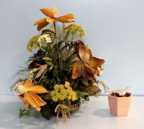 Brass Flower Pot with Arrangements & Small Six Sided Flower Pot