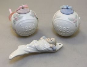 Three Lladro Bisque Christmas Items