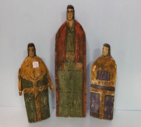 Three Hand Carved & Painted Figures