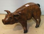 Painted Bronze Pig with Eyelashes 