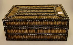 Colonial Porcupine Quill Ebony and Inlaid Table Box