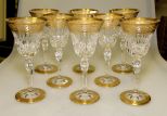 Set of Eight Saint Louis Crystal Wine Glasses