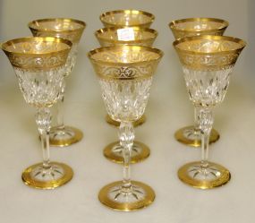 Set of Seven Saint Louis Crystal Wine Glasses