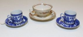 Lenox Cup and Saucer & Two Blue and White Cups and Saucers
