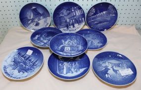 Nine Blue and White Copenhagen Christmas Plates